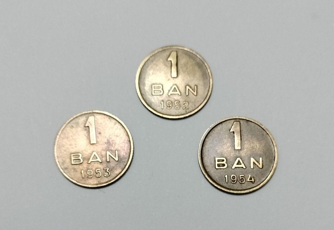 Monede 1 ban 1952; 1 ban 1953; 1 ban 1954 RPR