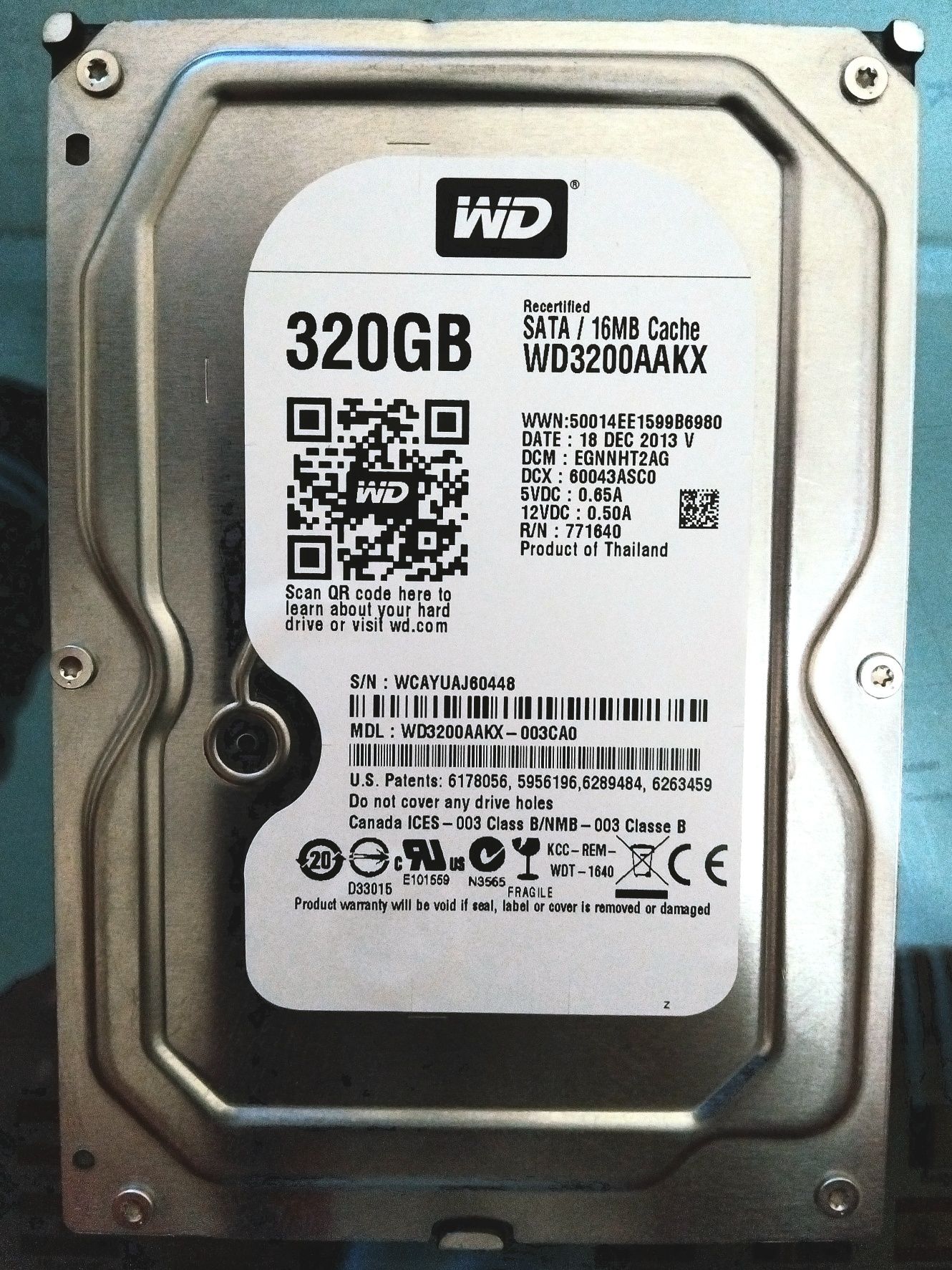 Жёсткий диск Western Digital SATA / 16MB Cache WD3200AAKX 320gb