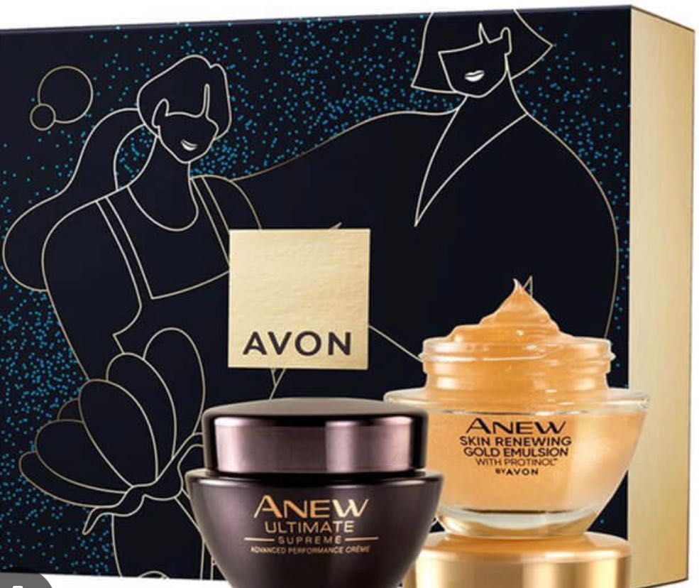 Нов комплект 2 бр. крем за лице Avon Anew Gold emulsion Supreme Rich