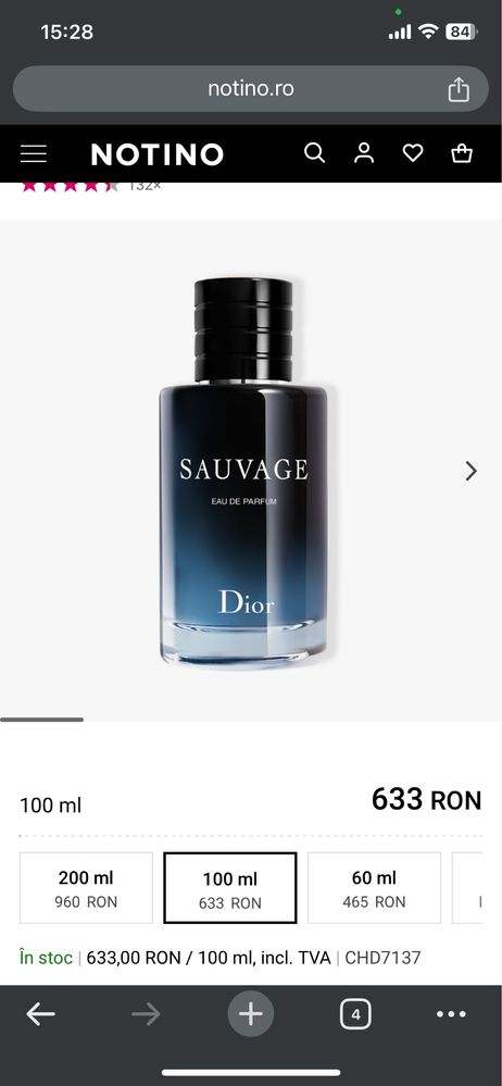 Vand parfum Dior Sauvage Eau de Parfum 100ml