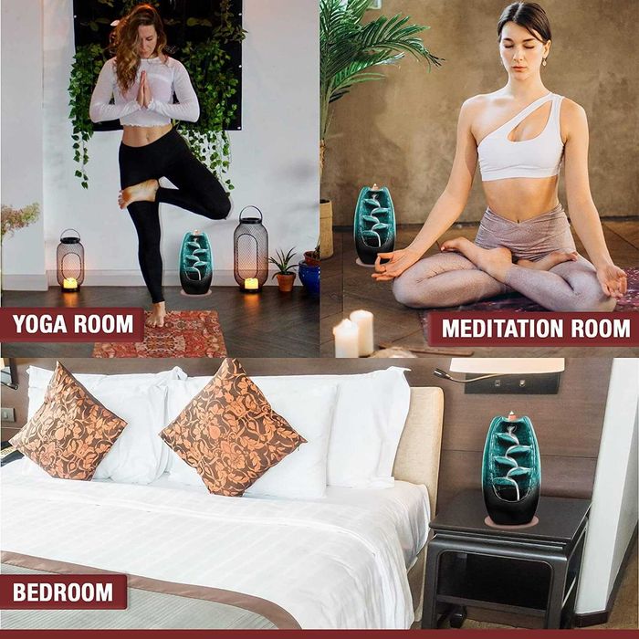 Suport conuri parfumate ceramic efect de cascada cu 55 conuri incluse