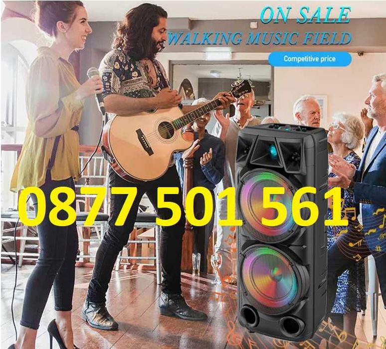 %Нова 2х8 120W ПРЕНОСИМА КАРАОКЕ КОЛОНА Cobra ZQS8210 цветомузика двое