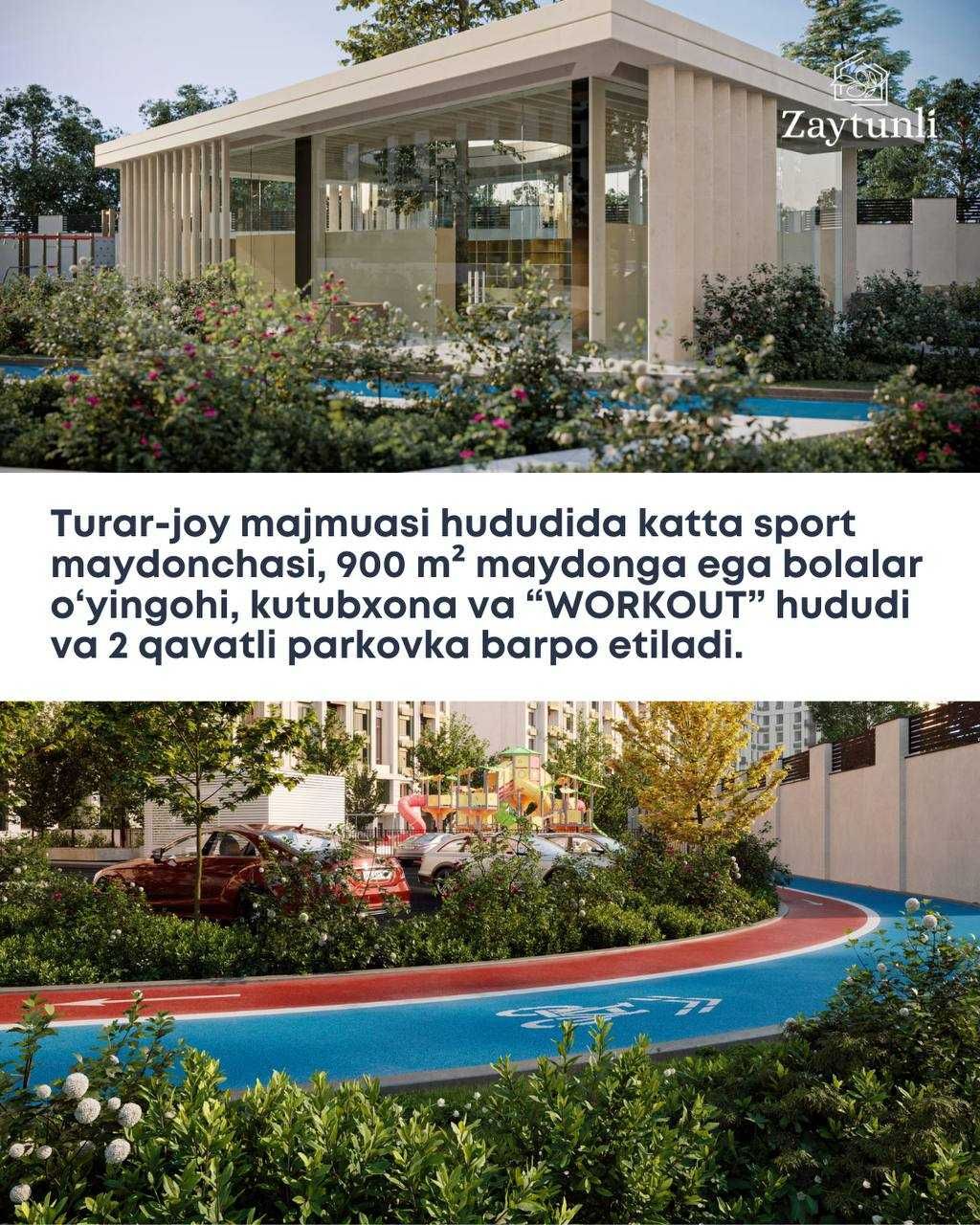 Квартира сотилади, ўзимники! 2 хонали 78 м² ЖК Zaytunli