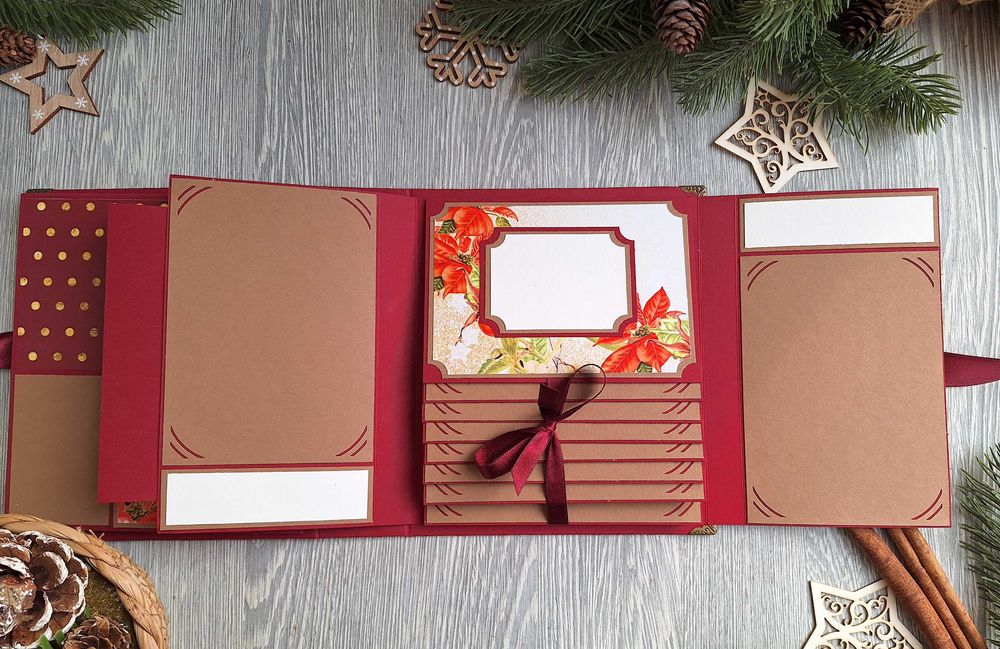 Коледен, скрапбук албум в бордо, ръчна изработка /63.6