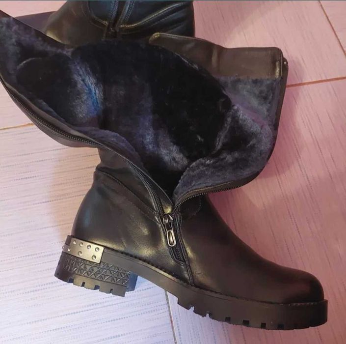 Cizme lungi blanite casual