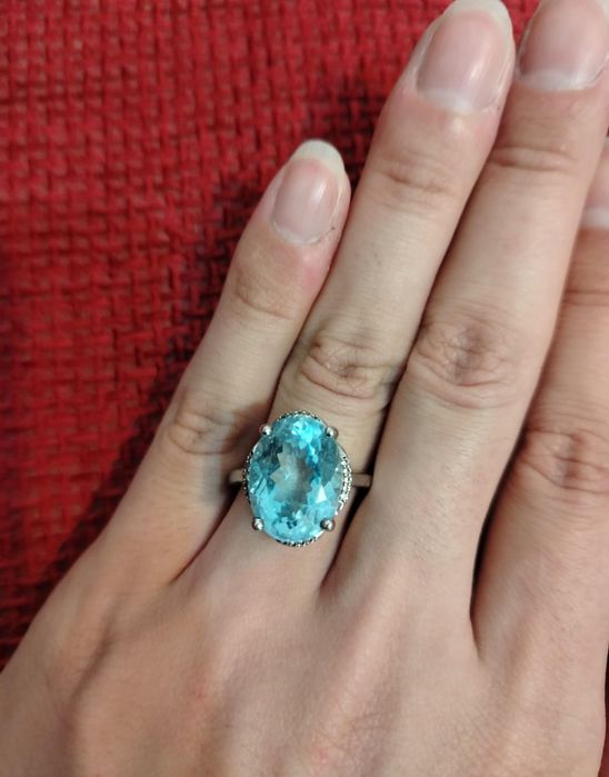 Inel argint marcat 925 cu topaz, bijuterie Babylonia