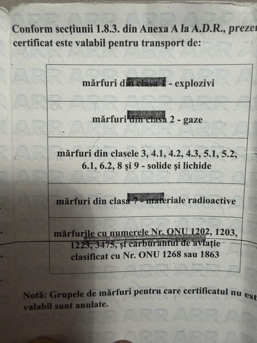Consilier Siguranta ADR Clasele 3-9 / Clasa 2 GPL