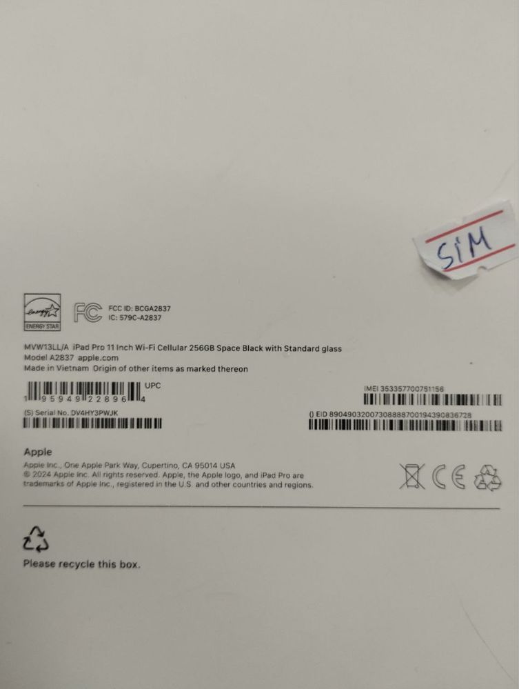 iPad Pro 11inch M4 256gb Wi-Fi+Cellular