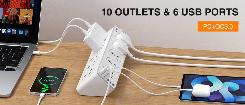 16 in 1 Сетевой фильтр LDNIO SC10610 — 10 розеток + 6 USB. Есть достав