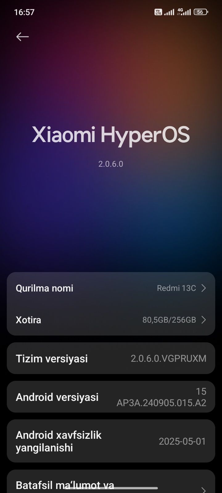 Redmi 13 C 8/256 kafolati bor .
