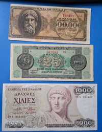 Set 3 Bancnote Grecia 2x 1944 si 1x 1987 Drachme Drahme Draxmai Draxme
