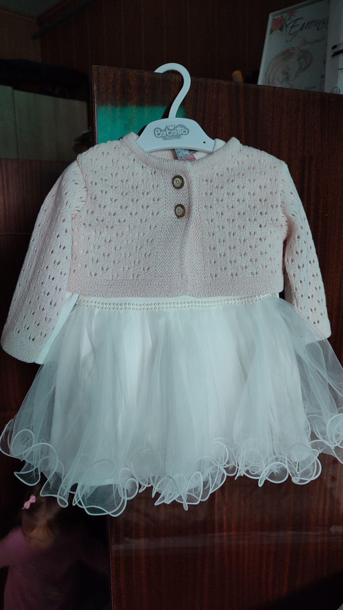 Бебешка официална рокля с жилетка, размер 80/86