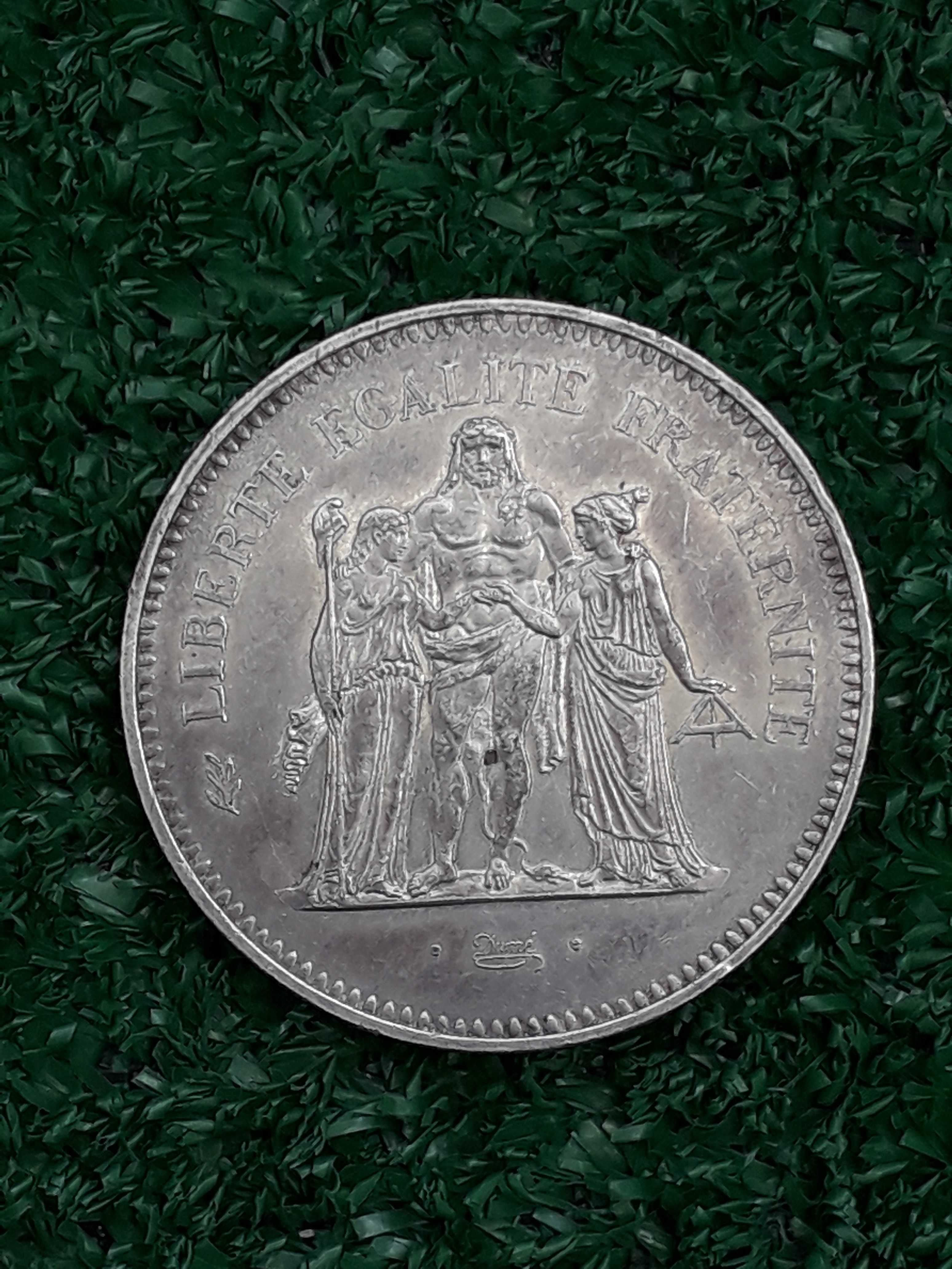 сребърна монета от 50 френски франка 1974г.