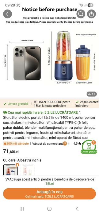 Mixer blender fructe shaker fitness sală bebe reducere 50% !!!
