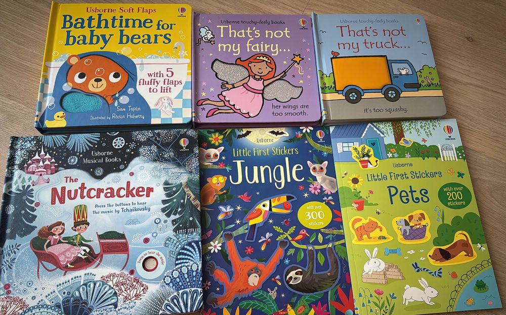 Cărți usborne tactile, muzicale, stickere
