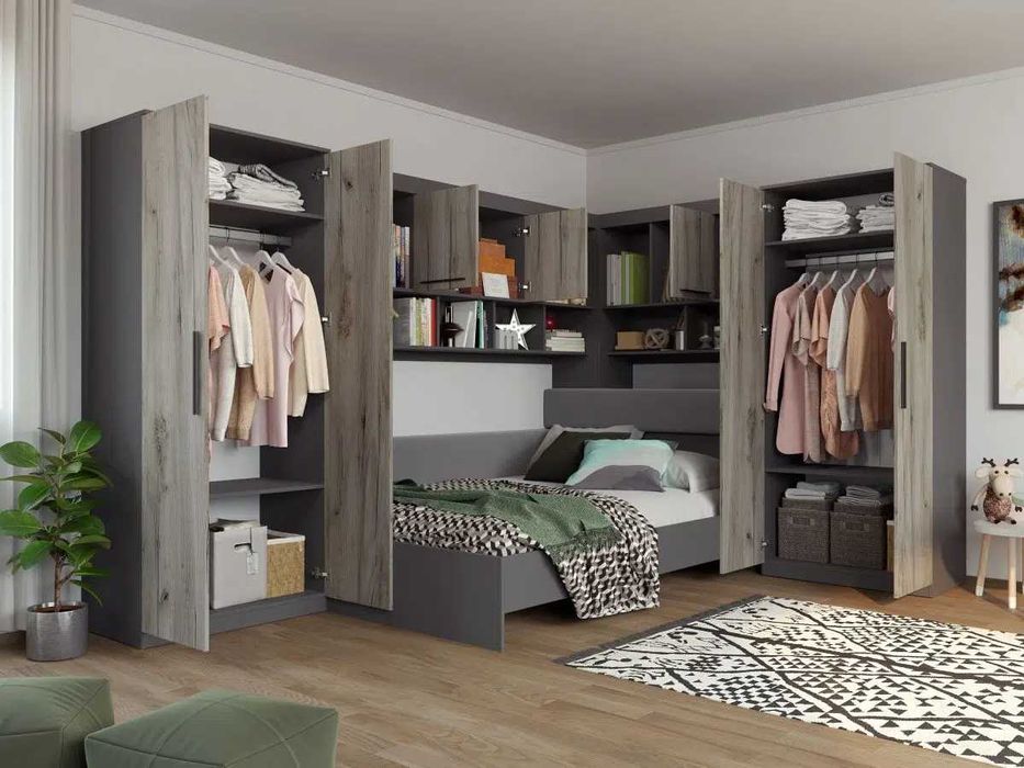 Set Dormitor Colt Lucio C6 Gri / Lemn