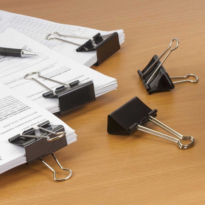 Зажимы для бумаг, черные, шириной 51 мм, удерживают до 220 листов