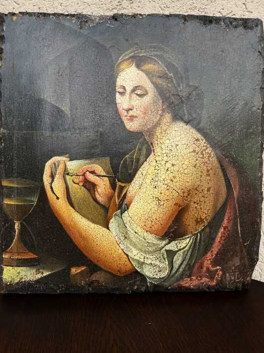 Superba pictura manuala-Tanara fata care scrie o scrisoare-Anglia