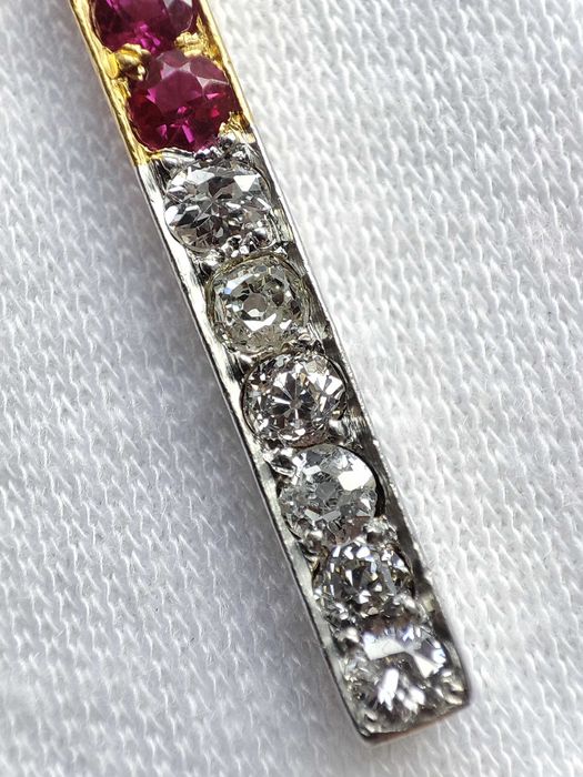 Pandantiv aur 14k si Platina Turmalina Rubellit cu diamante Diamant