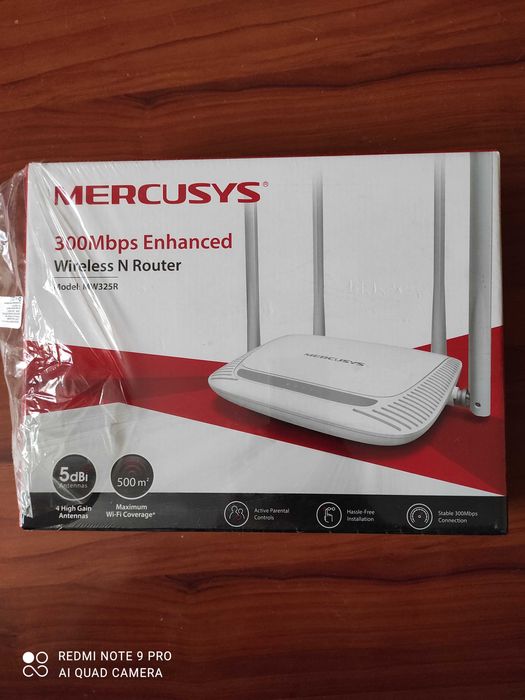 Безжичен рутер Mercusys MW325R, 300Mbps, 4 порта, 10/100Mbps, 4 антени