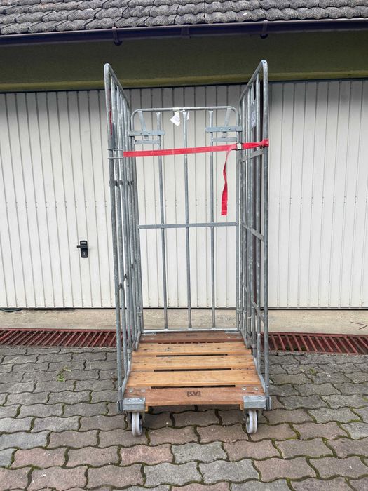 Cărucior marfă tip box / rolling cage pentru depozit – oțel galvanizat