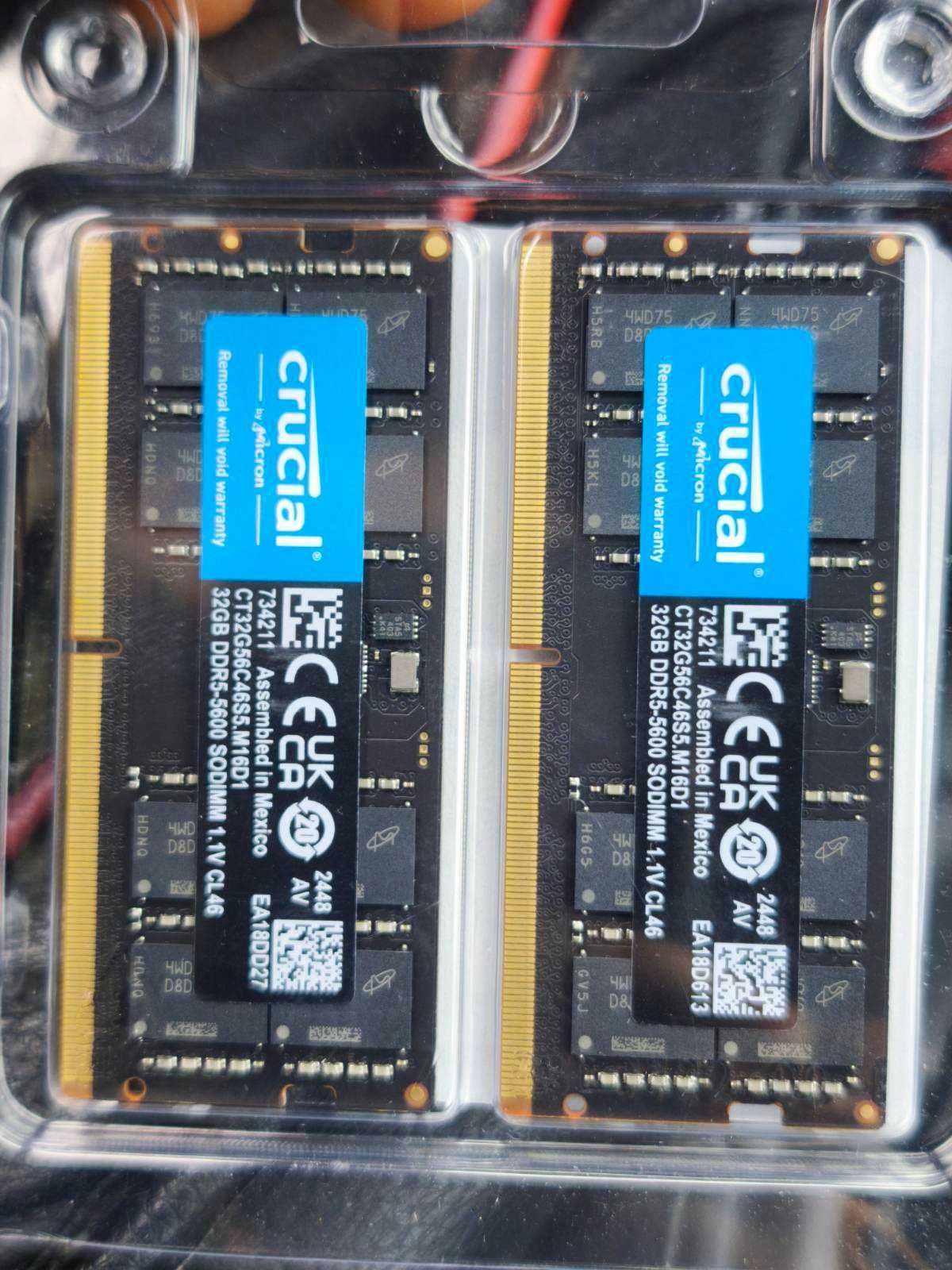 Нови - 64GB DDR5, 5600Mhz, CL46 Crucial SODIMM