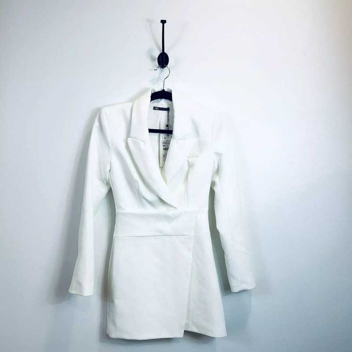 Zara rochie mini taxedo alb sacou Small