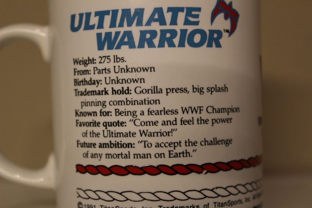 Cana portelan de colectie WWF - ULTIMATE WARRIOR, wrestling