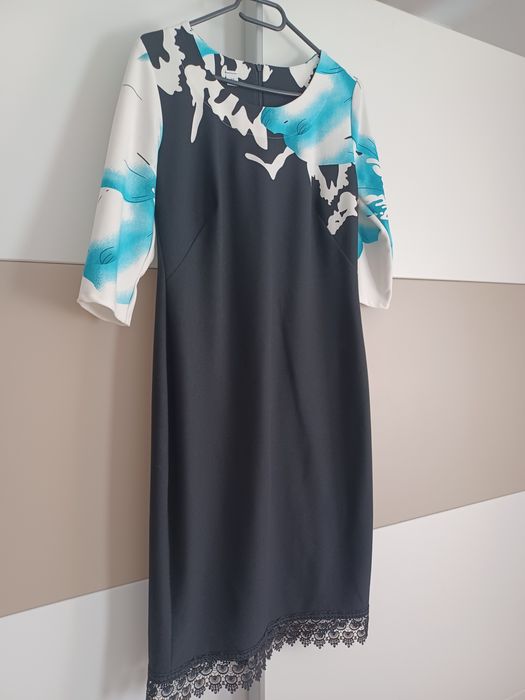 Rochie elegantă negru cu albastru