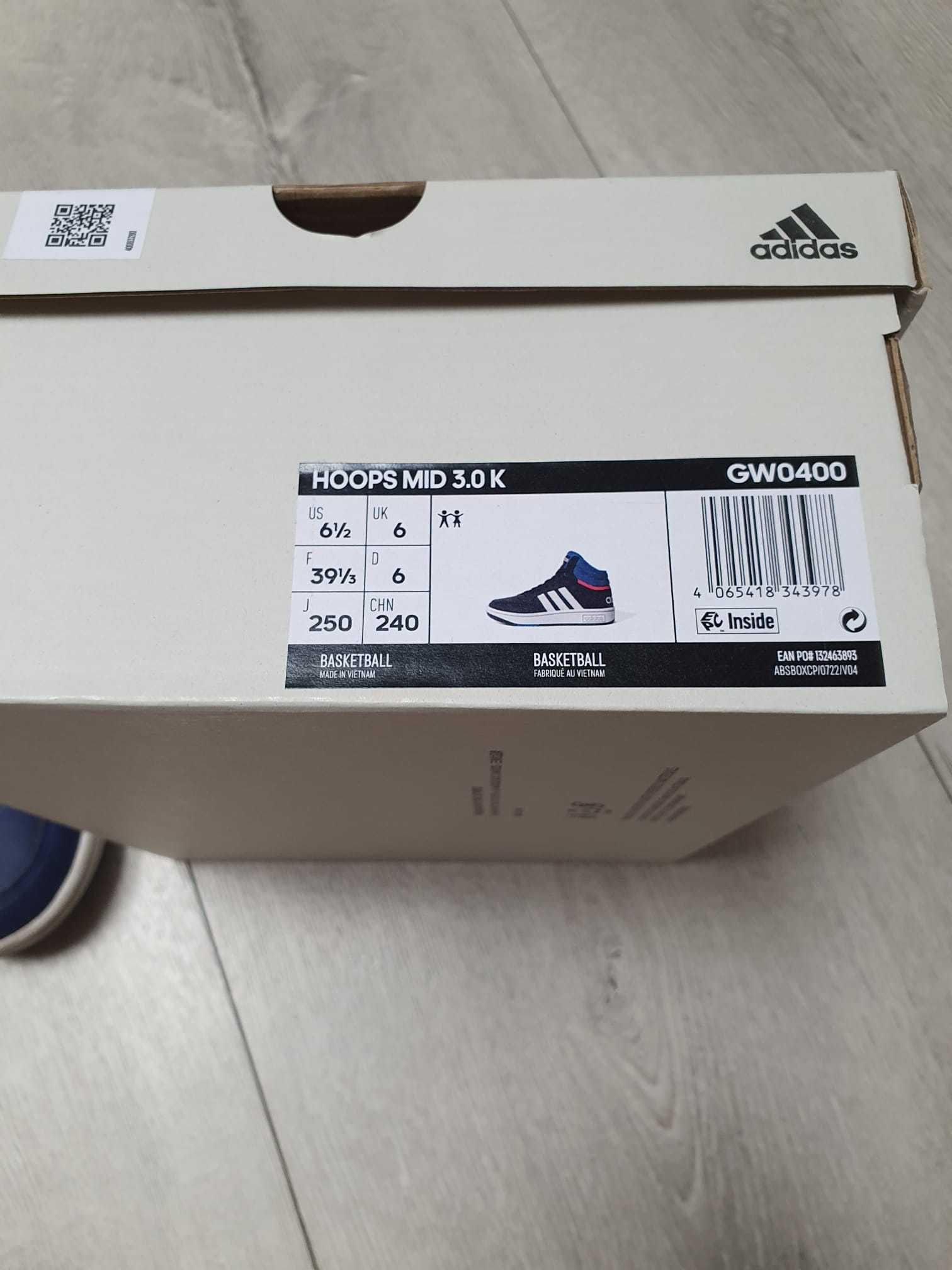 Adidas - Sneakers Hoops 3.0 Mid K Albastru, 39 si 1/3