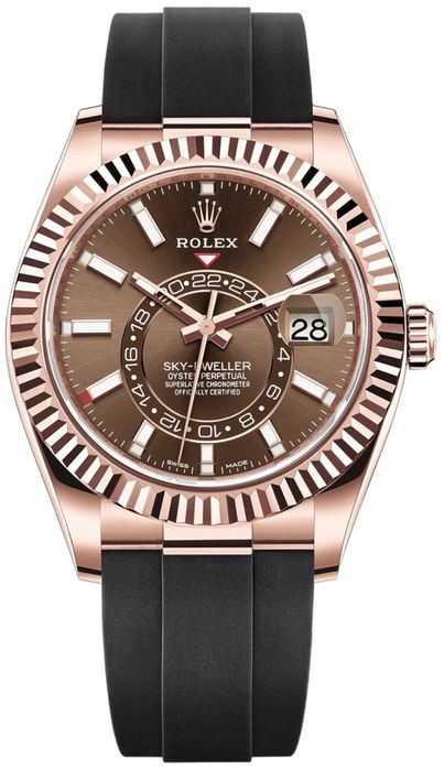 Часовник Rolex Sky-Dweller Rose Gold Oysterflex Chocolate Dial