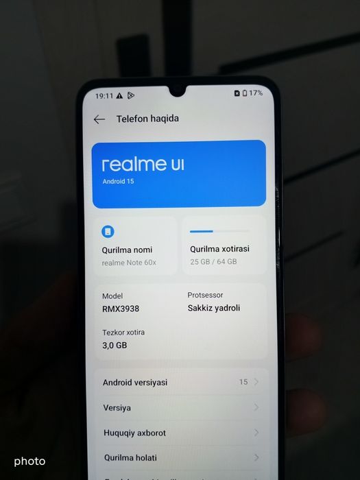 Realme note 60 x