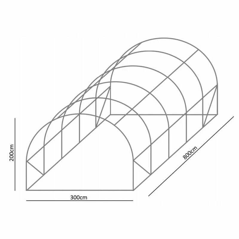 Sera gradina 8x3x2m tip tunel pentru legume, verde