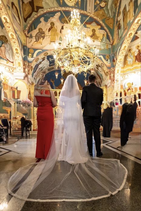Rochie de mireasa matase si voal