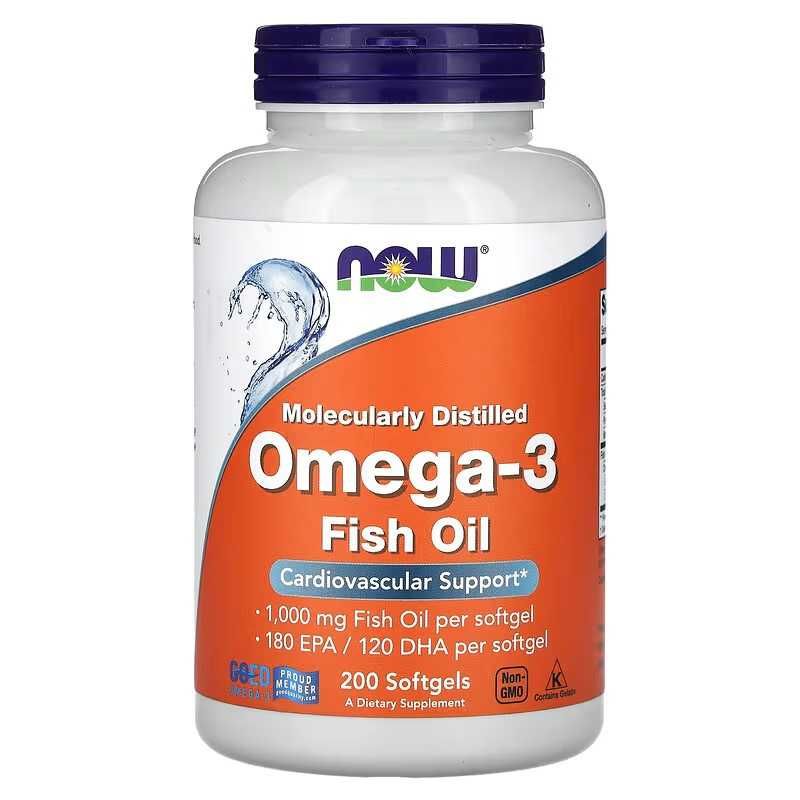 NOW Foods Omega-3 Омега-3 1000 мг 100 и 200 капсул