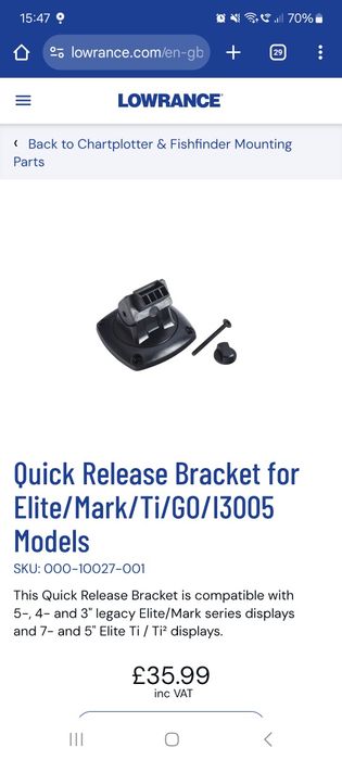 Suport sonar Lowrance Mark/ Elite/ Elite Ti/Go/I3005