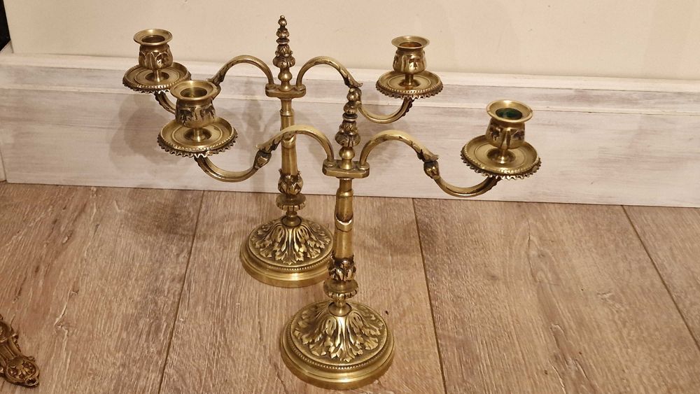 Масивни свещници, месинг, 2.4кг Франция.