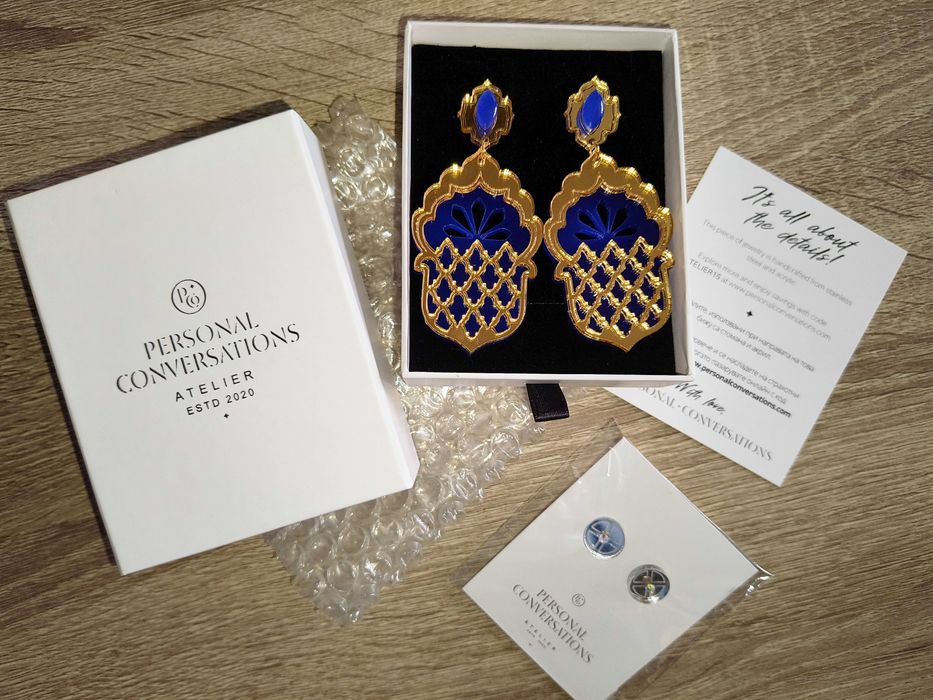 Обеци Personal Conversations - Jasmine - сини + подарък