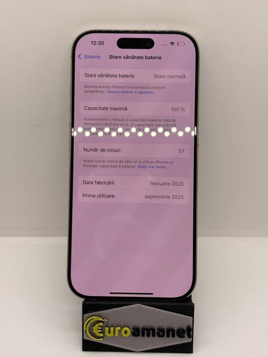 Telefon mobil Apple iPhone 16 Pro, 256GB, 5G, 100% Baterie -A-