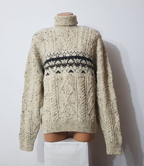 Pulover tricot Aran Crafts Celtic Jacquard 100% lână Irlanda nr 56 XXL
