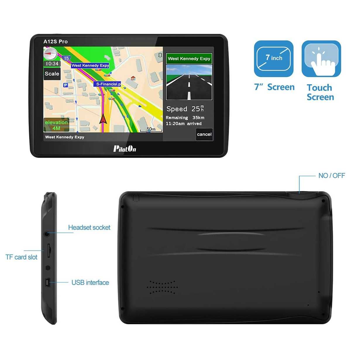 PilotOn A12S Pro harti 2024 GPS Camion, TIR full EUROPA, WiFi, TMC