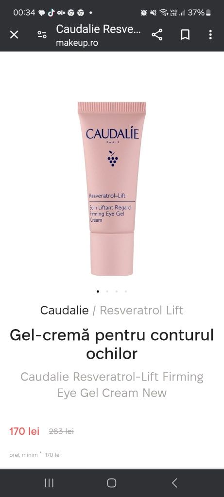 Set Caudalie gel dus și crema ochi