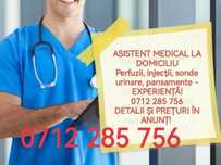 Asistent medical la domiciliul - Perfuzii, injecții, sonde, pansamente