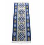 Covor model traditional, 80 cm x 3 m, Albastru