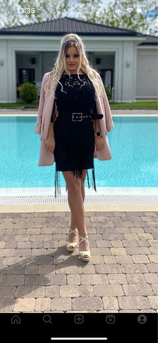 Rochie neagra cu franjuri, bby,marimea 36