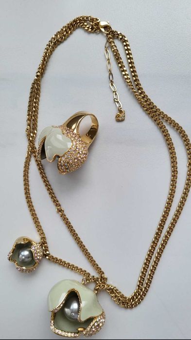 Колие Сваровски с перли и пръстен