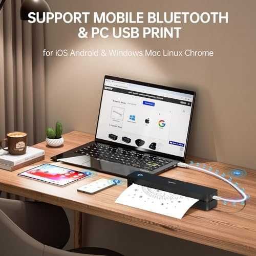Нов Мини безжичен термопринтер A4, Bluetooth, 300dpi за iOS/Android/PC