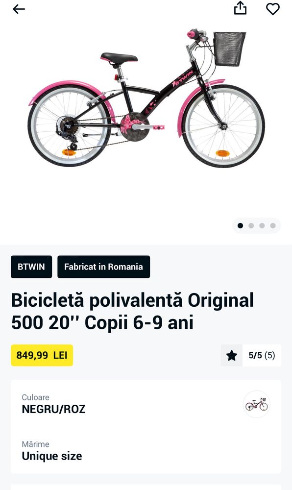 Bicicletă copii 6-9 ani