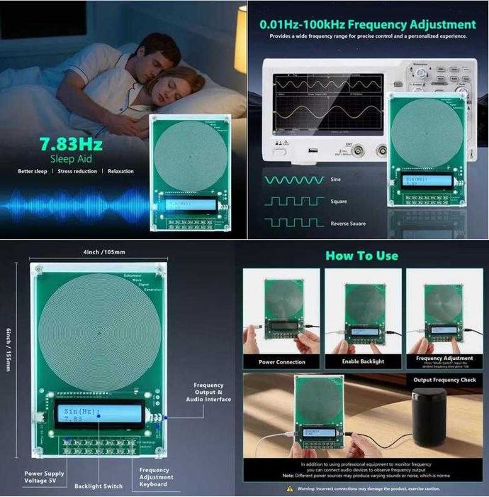 Регулируем Широкочестотен Генератор Шуманов Резонатор на Шуман 7.83 Hz