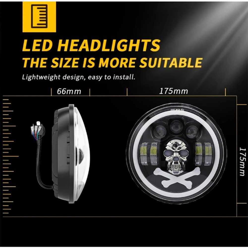 LED халоген фар 50W, 12-24V, 18 см, къси/дълги с DRL дневни светлини